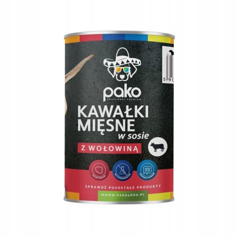 PAKO mokra karma dla psa kawałki w sosie wołowina 415g PAKO PAKO mokra karma dla psa kawałki w sosie wołowina 415g PAKO