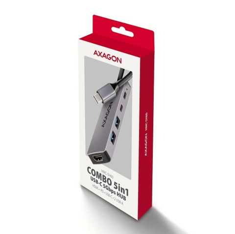 HMC-5H60 Wieloportovy hub USB 5in1, 5Gbps, 2 x USB-A, HDMI 4K/60Hz, 1x USB-C, PD 100W, 15cm USB-C kabel HMC-5H60 Wieloportovy hub USB 5in1, 5Gbps, 2 x USB-A, HDMI 4K/60Hz, 1x USB-C, PD 100W, 15cm USB-C kabel