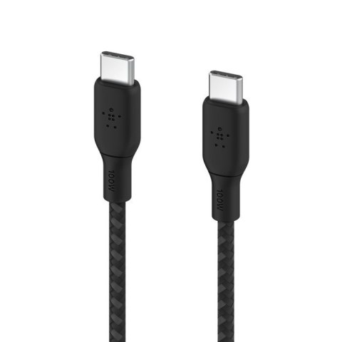 Kabel w oplocie USB-C do USB-C 100W 2m czarny Kabel w oplocie USB-C do USB-C 100W 2m czarny