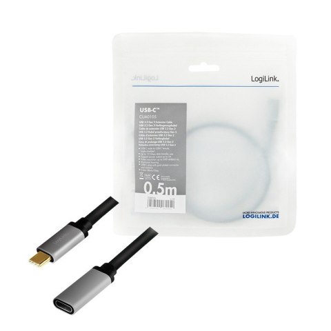 Kabel USB-C M/F,4K/60Hz aluminiowy 0.5m Kabel USB-C M/F,4K/60Hz aluminiowy 0.5m
