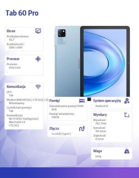 Tablet Tab 60 Pro 4G 11" 8/128GB niebieski
