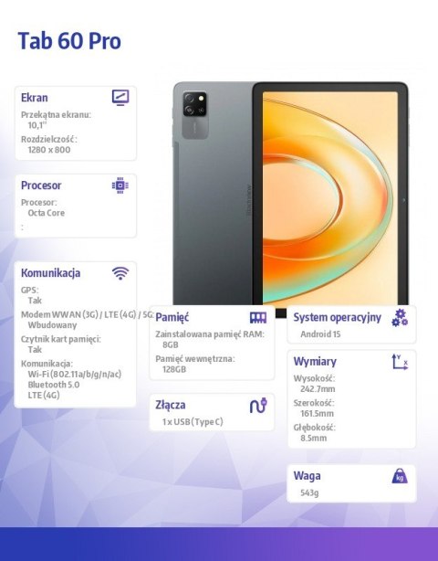 Tablet Tab 60 Pro 4G 11 cali 8/128GB Szary