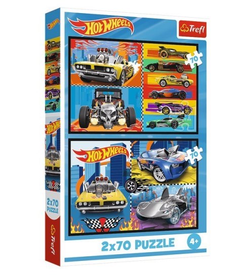 Puzzle 2x70 elementów Hot Wheels Samochodziki Puzzle 2x70 elementów Hot Wheels Samochodziki