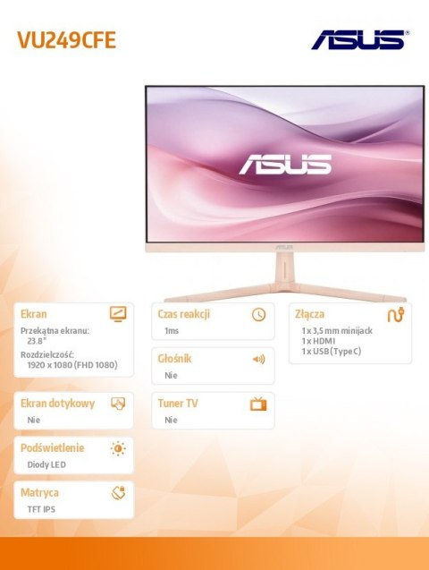 Monitor 24 cale VU249CFE-P IPS 100Hz USB-C