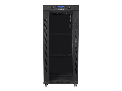 Szafa instalacyjna rack stojąca 19 27U 600x800 czarna, drzwi szklane LCD (Flat pack) Szafa instalacyjna rack stojąca 19 27U 600x800 czarna, drzwi szklane LCD (Flat pack)