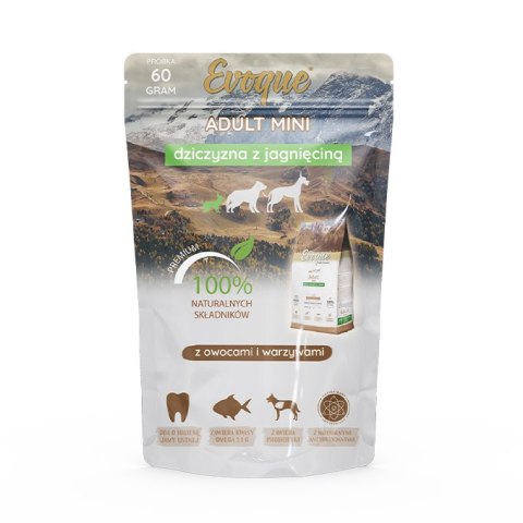 PRÓBKA Evoque Adult Mini Dziczyzna z jagnięciną Super Premium 60g Evoque PRÓBKA Evoque Adult Mini Dziczyzna z jagnięciną Super Premium 60g Evoque