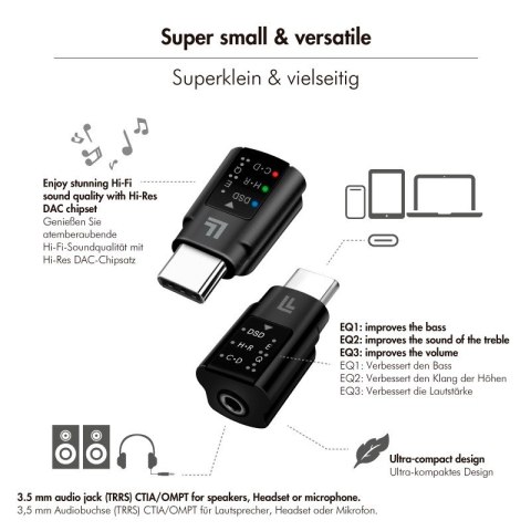 Adapter audio USB-C/M na 3.5mm/F, DAC, EQ