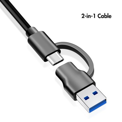 HUB USB3.2 Gen1, 7x USB-A, 7xON/OFF, czarny