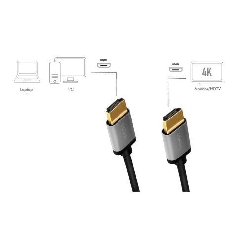 Kabel HDMI 4K/60Hz, aluminium 1m Czarny Kabel HDMI 4K/60Hz, aluminium 1m Czarny