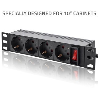 Listwa zasilająca PDU do RACK 10" | 1U | 16A | 4xSchuko | 1.8m