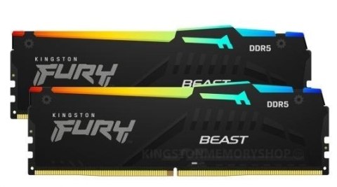 Pamięć DDR5 Fury Beast Black RGB 64GB(2*32GB)/6000 CL36 EXPO Pamięć DDR5 Fury Beast Black RGB 64GB(2*32GB)/6000 CL36 EXPO