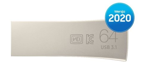 Pendrive BAR Plus USB3.1 64 GB Champaign Silver Pendrive BAR Plus USB3.1 64 GB Champaign Silver