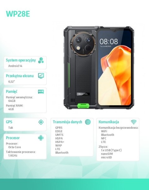 Smartfon WP28E 4G 4/64GB IP69K Zielony