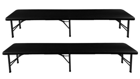 Stół ogrodowy składany 180cm + 2 ławki- czarny