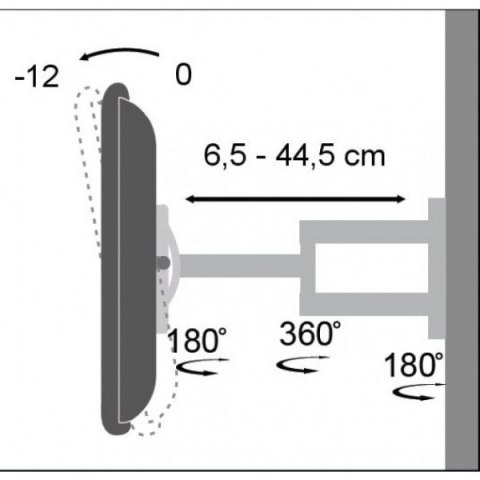 Uchwyt ścienny LCD/LED 19-37cali, podwójne ramię, regulowany, biały Uchwyt ścienny LCD/LED 19-37cali, podwójne ramię, regulowany, biały