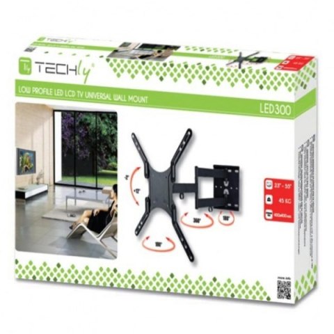 Uchwyt ścienny LCD/LED 23-55cali podwójne ramię, 45kg, czarny Uchwyt ścienny LCD/LED 23-55cali podwójne ramię, 45kg, czarny