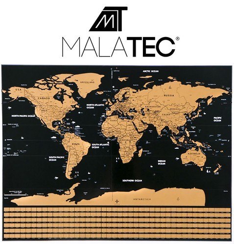 Mapa świata - zdrapka z flagami + akcesoria 23442 Malatec