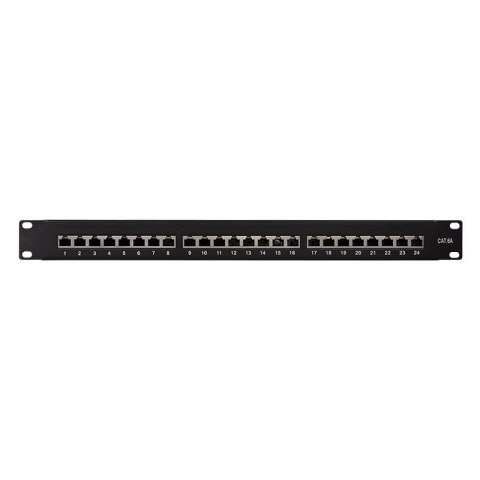 Patchpanel CAT6A 19' 24 porty, STP, czarny