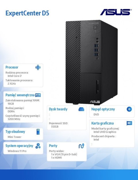 Komputer ExpertCenter D500ME-713700280X i7-13700 16/512/w11PRO Komputer ExpertCenter D500ME-713700280X i7-13700 16/512/w11PRO