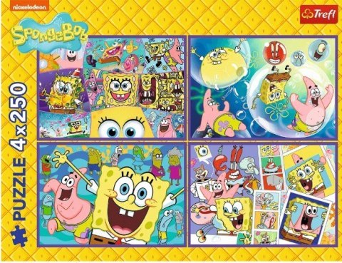 Puzzle 4x250 elementów SpongeBob Szalony świat Puzzle 4x250 elementów SpongeBob Szalony świat