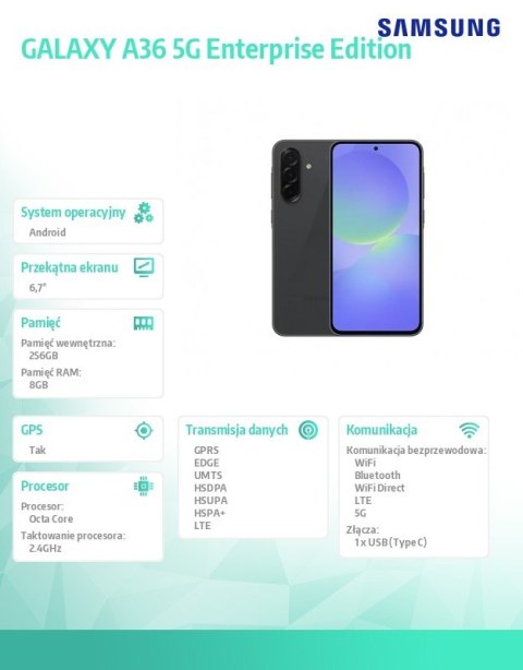 Smartfon GALAXY A36 5G 8/256 GB czarny Enterprise Edition