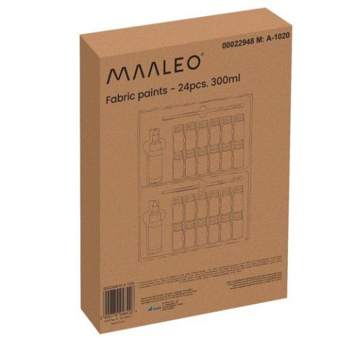 Farby do tkanin- 24szt. 300ml Maaleo 22948 Maaleo Farby do tkanin- 24szt. 300ml Maaleo 22948 Maaleo