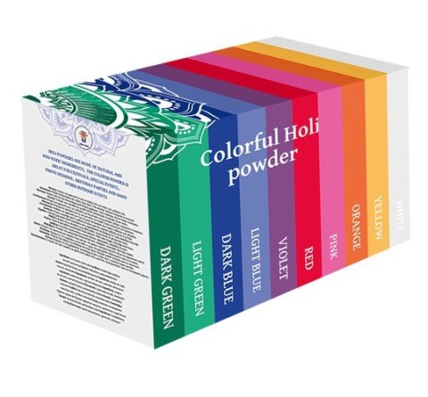 Kolorowy proszek Holi- zestaw 10x100g Holi Cow