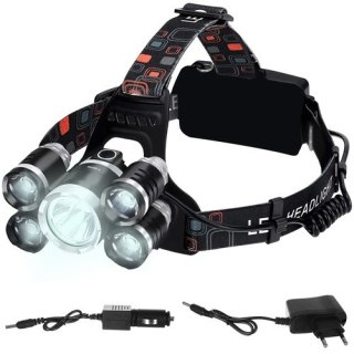 Latarka czołowa 5 x LED T6 CREE Trizand