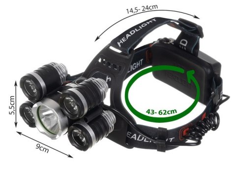 Latarka czołowa 5 x LED T6 CREE Trizand Latarka czołowa 5 x LED T6 CREE Trizand