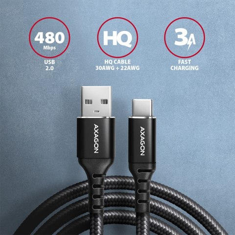 BUCM-AM10AB Kabel USB-C - USB-A, 1.0m USB 2.0, 3A, ALU, oplot Czarny BUCM-AM10AB Kabel USB-C - USB-A, 1.0m USB 2.0, 3A, ALU, oplot Czarny