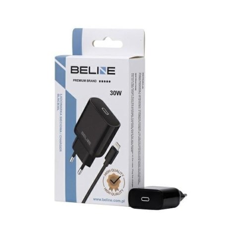 Ładowarka sieciowa 30W GaN USB-C + kabel lightning, czarna Ładowarka sieciowa 30W GaN USB-C + kabel lightning, czarna