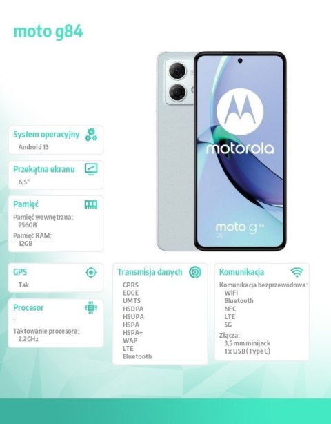 Smartfon moto g84 12/256 GB Błękitny Smartfon moto g84 12/256 GB Błękitny