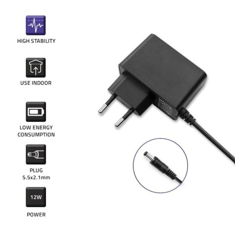 Zasilacz wtyczkowy 12W | 12V | 1A | 5.5*2.1 Zasilacz wtyczkowy 12W | 12V | 1A | 5.5*2.1