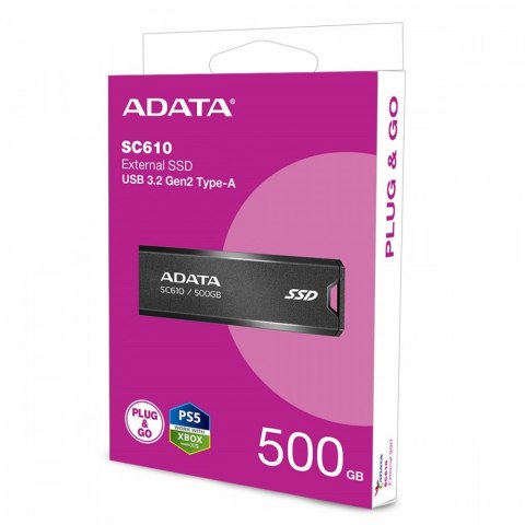 Dysk SSD zewnętrzny SC610 500G USB3.2A Gen2 czarny Dysk SSD zewnętrzny SC610 500G USB3.2A Gen2 czarny