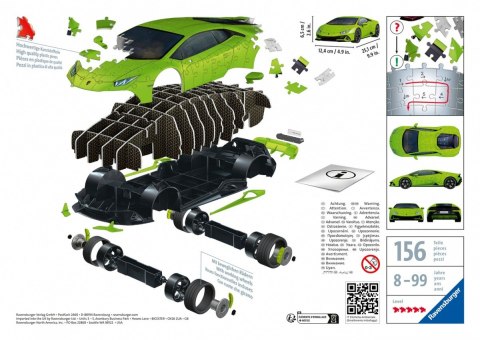 Puzzle 108 elementów 3D Pojazdy Lamborghini Huracan Evo Verde Puzzle 108 elementów 3D Pojazdy Lamborghini Huracan Evo Verde