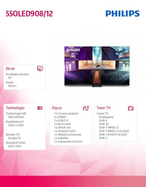 Telewizor 55 cali OLED+ 55OLED908/12 Telewizor 55 cali OLED+ 55OLED908/12