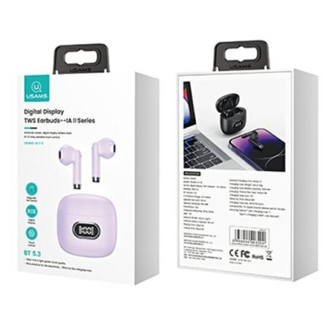 Słuchawki Bluetooth 5.3 TWS IA II LED fioletowe Słuchawki Bluetooth 5.3 TWS IA II LED fioletowe
