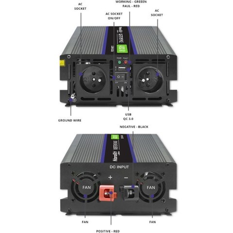 Przetwornica napięcia Monolith 4000 MS Wave | 12V na 230V | 2000/4000W | USB Przetwornica napięcia Monolith 4000 MS Wave | 12V na 230V | 2000/4000W | USB