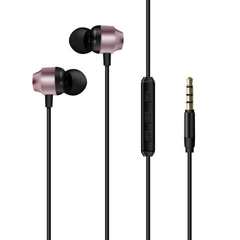 Słuchawki przewodowe jack 3,5 mm różowo-czarne Słuchawki przewodowe jack 3,5 mm różowo-czarne