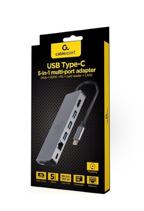 Hub USB-C do HDMI 1xUSB-C GbE 2xUSB-A Card PD Hub USB-C do HDMI 1xUSB-C GbE 2xUSB-A Card PD