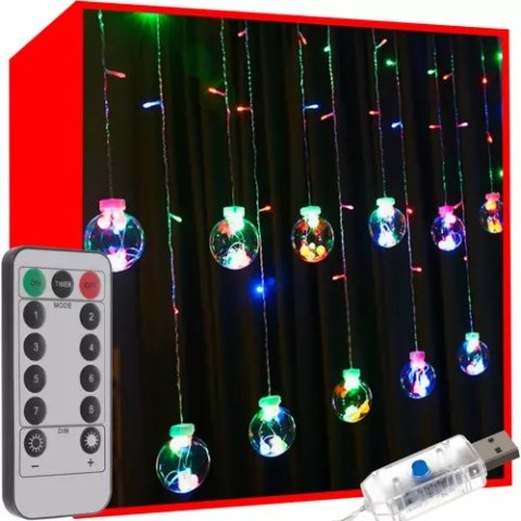 Kurtyna świetlna 108 LED USB multicolor KŚ19734 Iso Trade