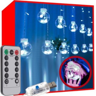 Kurtyna świetlna 108LED USB- zimny biały KŚ19770 Iso Trade