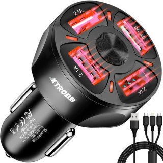 Ładowarka samochodowa 4x USB + kabel Xtrobb 19907 Xtrobb