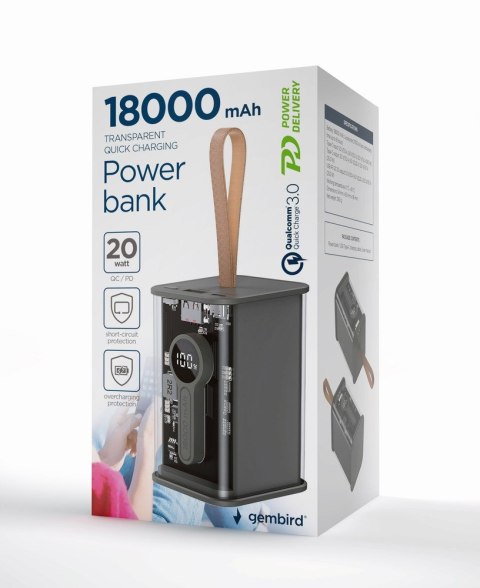 PowerBank Transparentny 18000mAh QC3.0 Czarny PowerBank Transparentny 18000mAh QC3.0 Czarny