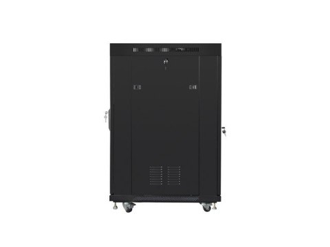 Szafa stojąca 19 cali 22U 600x800 drzwi szklane LCD (flat pack) v2 czarna Szafa stojąca 19 cali 22U 600x800 drzwi szklane LCD (flat pack) v2 czarna