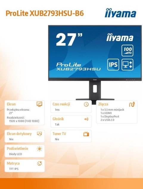 Monitor 27 cali XUB2793HSU-B6 IPS.HDMI.DP.2x2W.USBx2.FreeSync.Flicker Monitor 27 cali XUB2793HSU-B6 IPS.HDMI.DP.2x2W.USBx2.FreeSync.Flicker