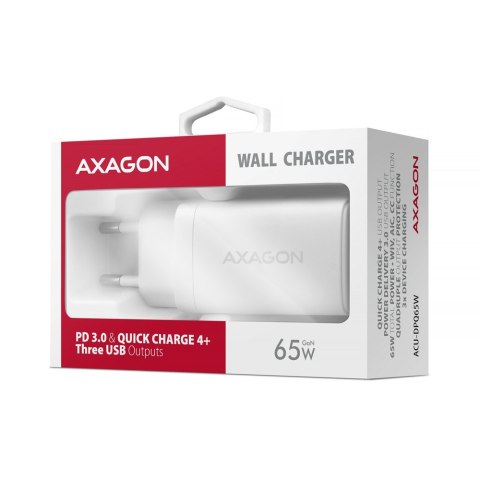 ACU-DPQ65W Ładowarka sieciowa GaN 65W, 3x port (USB-A + dual USB-C) PD3.0/QC4+/PPS/Apple, biała ACU-DPQ65W Ładowarka sieciowa GaN 65W, 3x port (USB-A + dual USB-C) PD3.0/QC4+/PPS/Apple, biała