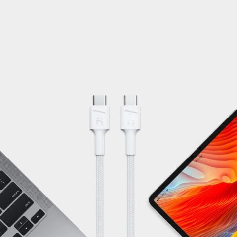 Kabel PowerStream USB-C do USB-C 2m, PD 60W, QC 3.0, biały Kabel PowerStream USB-C do USB-C 2m, PD 60W, QC 3.0, biały