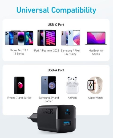 Ładowarka sieciowa 323 33W 1xUSB-A 1xUSB-C czarna Ładowarka sieciowa 323 33W 1xUSB-A 1xUSB-C czarna