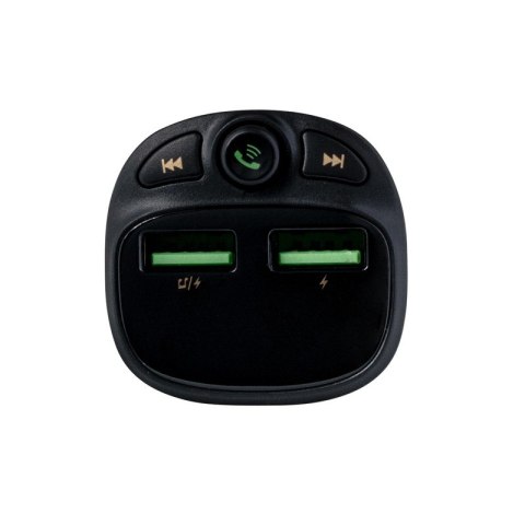 Transmiter FM Bluetooth / MicroSD / 2x USB-A + Ładowarka samochodowa 17W Czarny Transmiter FM Bluetooth / MicroSD / 2x USB-A + Ładowarka samochodowa 17W Czarny
